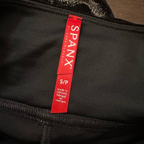 Spanx black & gold velvet sparkly leggings size S - Picture 6 of 10